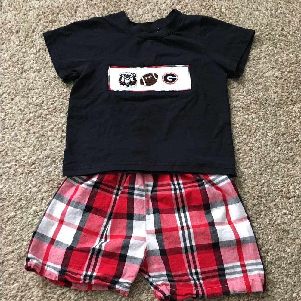 Smocked UGA short set